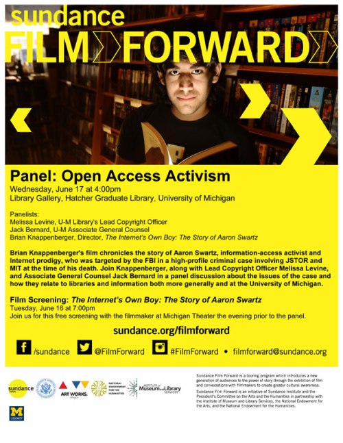 Panel: Open Access Activism, The Story of Aaron Swartz, with lessons for libraries and information.